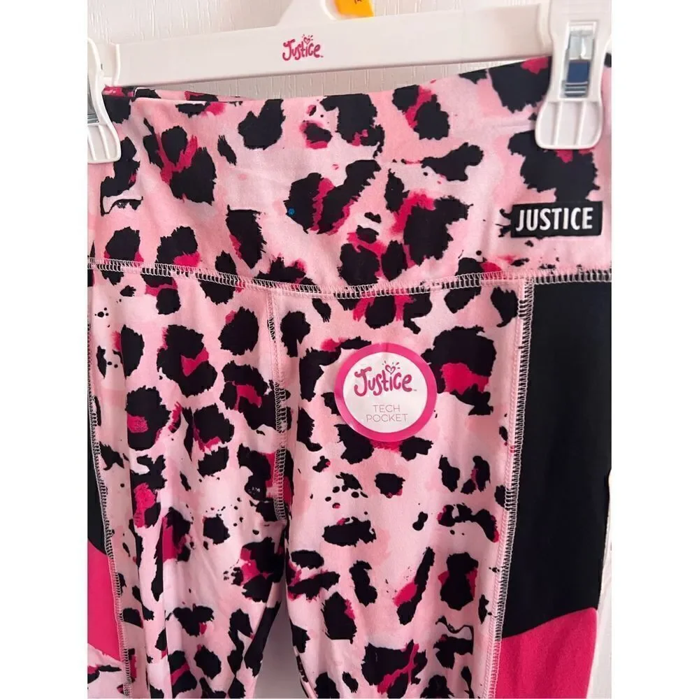 New Justice girls Blocked Legging with tech pocket size Large 12/14